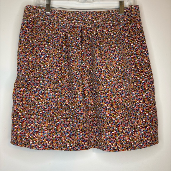 Elevenses Anthropologie Colorful Confetti Button-Front Velvet Mini Skirt Size 8 - Picture 2 of 8